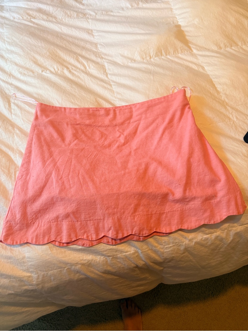 Petal & Pup Coral Pink Scalloped Mini Skirt